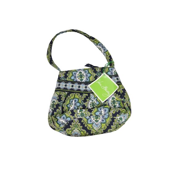 Vera Bradley Hannah Cambridge Shoulder Bag & Two Way Mirror Navy/Green NWT - Picture 7 of 10